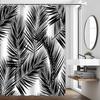 1Bold Black & White Palm Fronds Shower Curtain - Tropical Minimalist Design, Machine Washable | Nature-Inspired Bathroom Decor