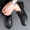 Fashion Mens Casual Genuine Leather Shoes Driving Loafers Men Business Shoes Fashion Slip-on Men Shoes Black High Quality Flat Moccasins