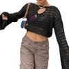 Sexy, Perspective Ripped Navel Hot Girl Top Wearing Hollow Loose Knitted Women's Dress