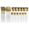 Gold Cutlery Set 24 Piece Tableware Sets Dishes Knives Spoons Forks Stainless Steel Dinnerware Set