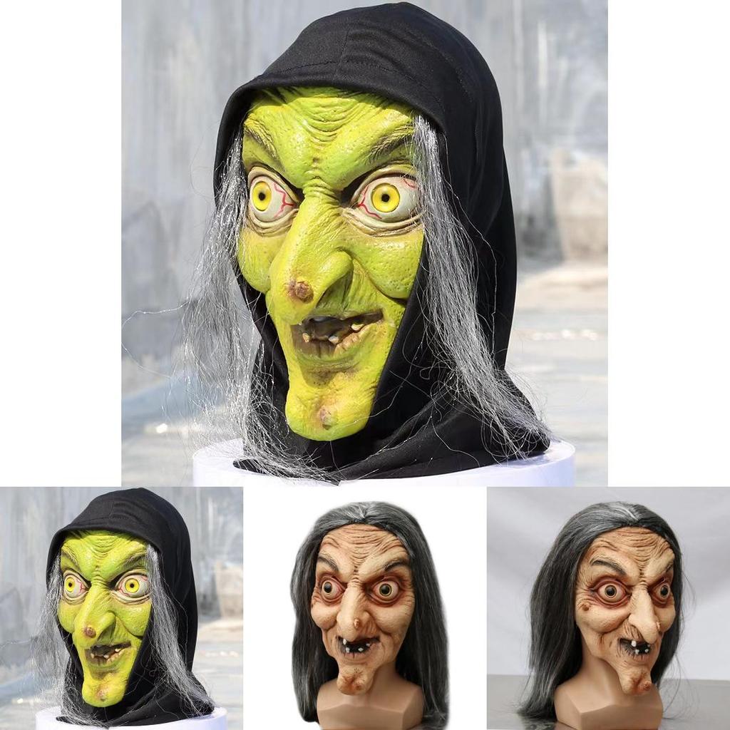 Halloweenowa Maska Wiedźmy Lateksowa Straszna Twarz Kostium Na Imprezę Dekoracja