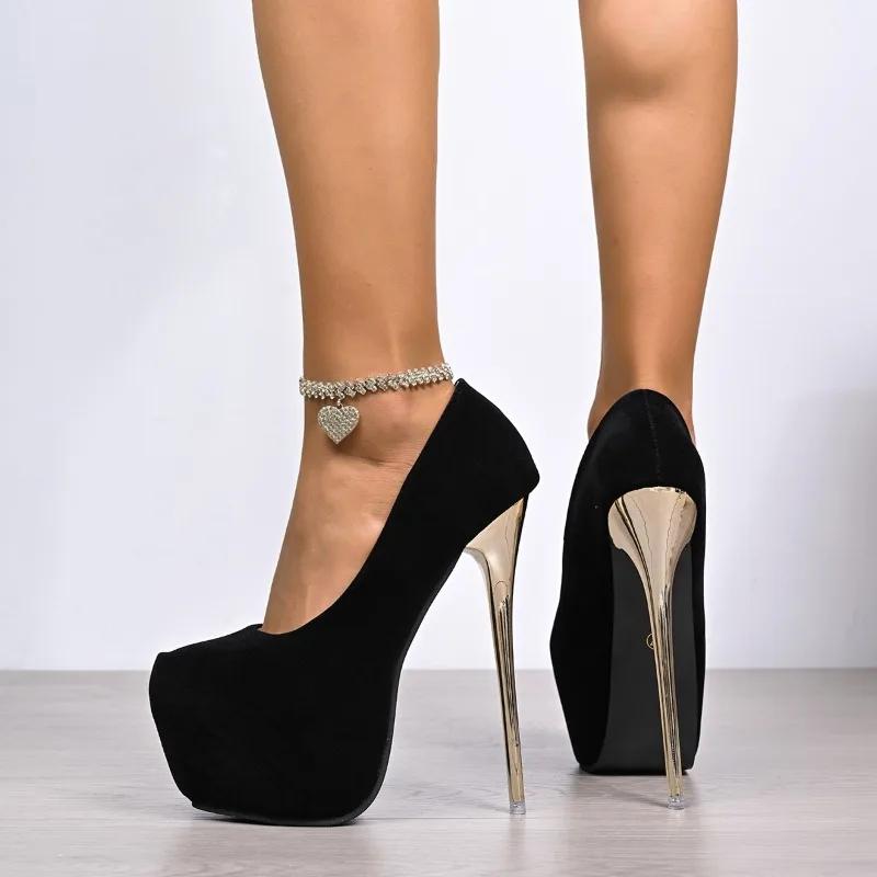 Fashion 2025 New Women's High Heel Slip-On Platform Plus Size Thick Sole Stiletto Party Sexy Round Toe Fashion Best Seller High Heels