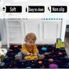 Outer Space Galaxy Rug for Kids Bedroom, Solar System Play Carpet, Universe Theme Non-Slip Floor Mat for Boys and Girls