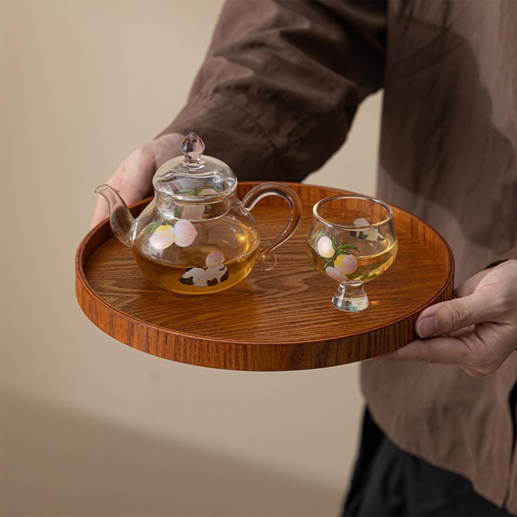 Round Wooden Serving Tray – Multipurpose Plate for Steak, Sushi, Dessert, Salad, Kitchen and Restaurant Tableware