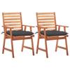 Day and Night - Day and Night Garden Dining Chairs 2 Units Solid Acacia Wood and Cushions