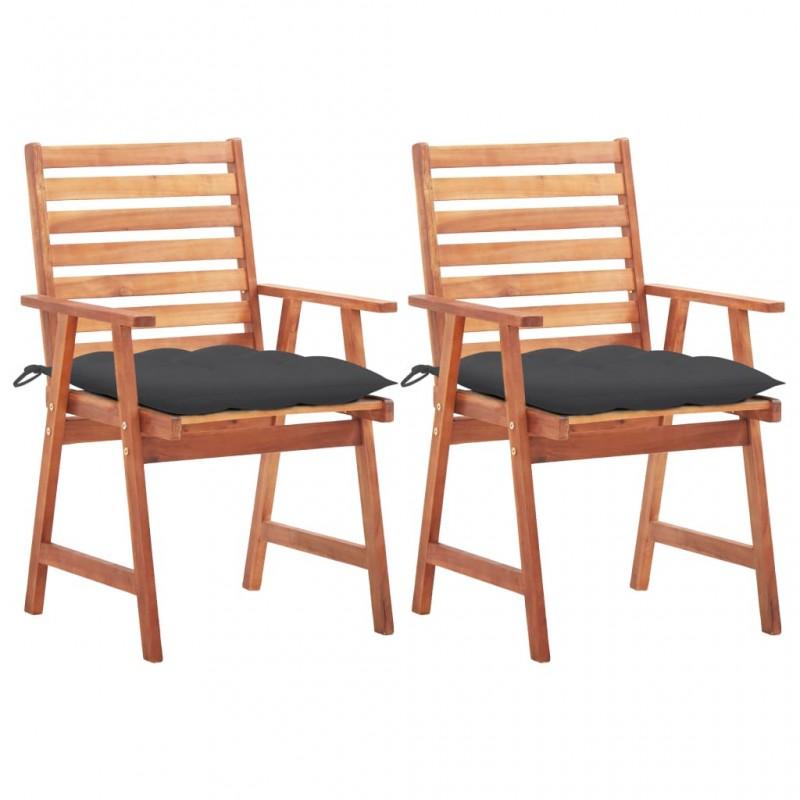 Day and Night - Day and Night Garden Dining Chairs 2 Units Solid Acacia Wood and Cushions
