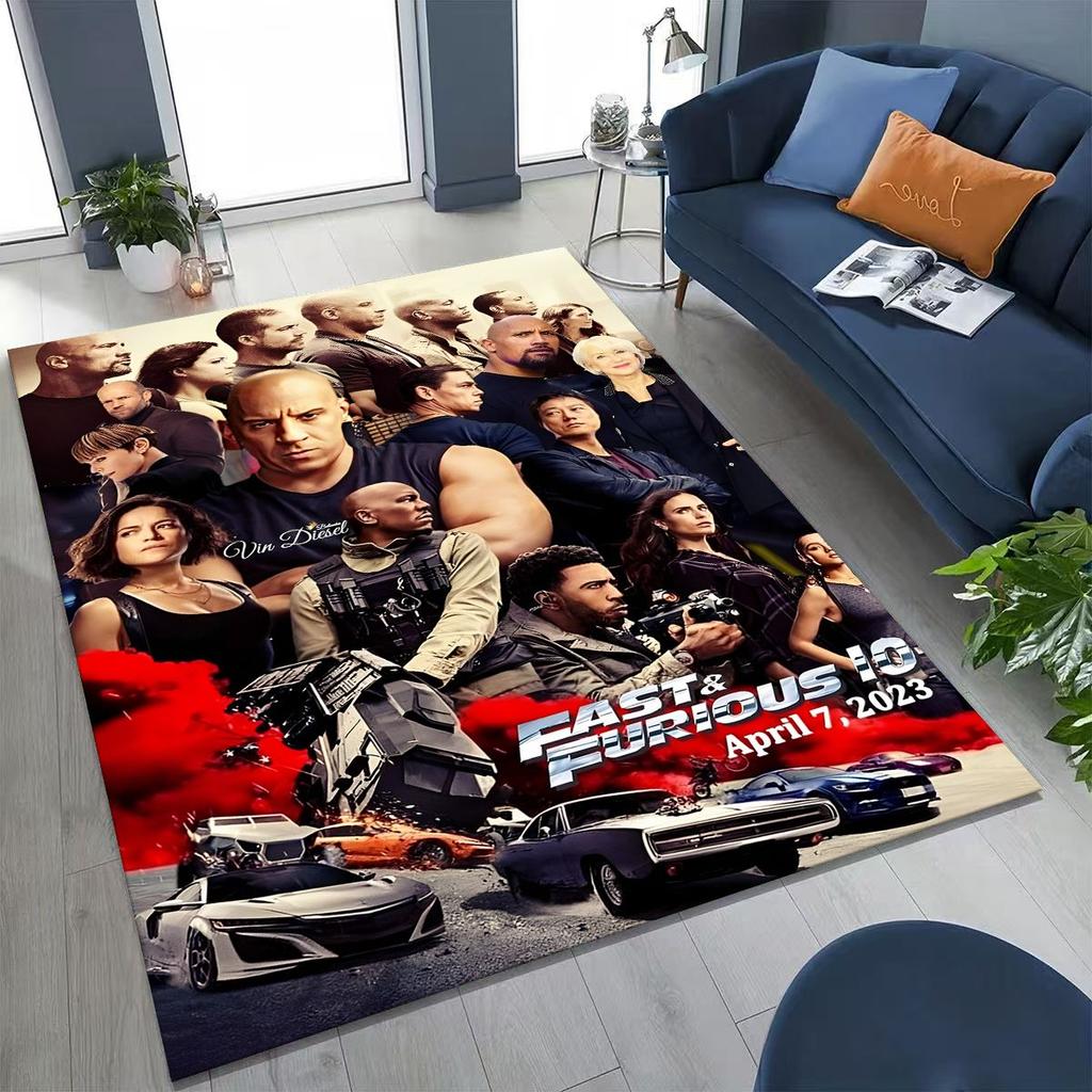 Alfombra Decorativa Rápida y Furiosa X Dominic Art para Dormitorio Sala de Estar Sofá Hogar Felpudo, Alfombrilla de Suelo Grande Antideslizante para Niños