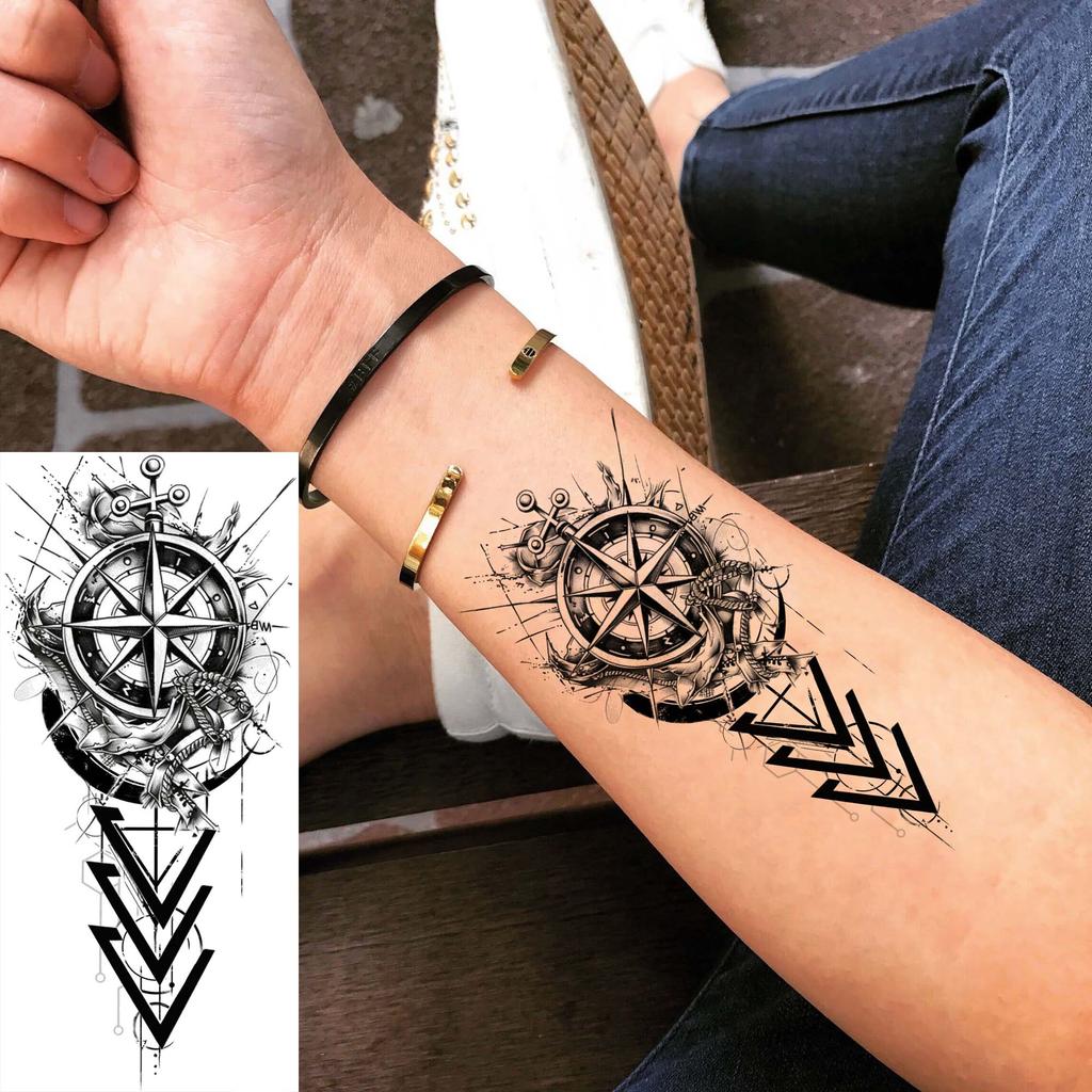 1 Foglio Tatuaggi Temporanei Vichingo Maori Drago Totem per Uomo Avambraccio Collo, Adesivi Tatuaggio Finti Temporanei Impermeabili Tatuaggi Realistici