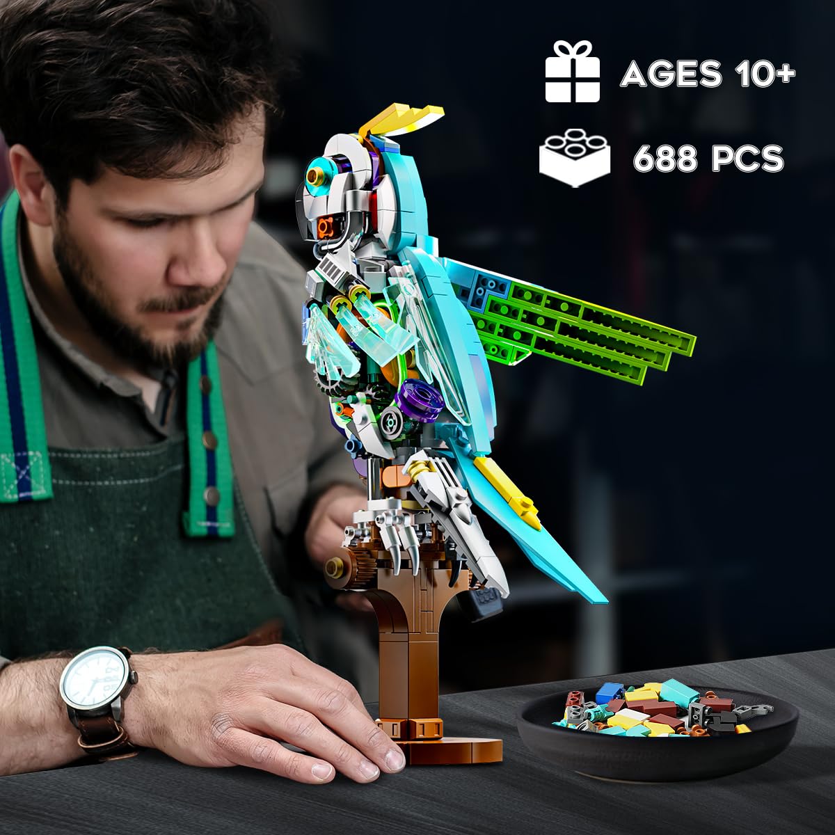 High-Quality 688Pcs High-Quality Parrot High-Quality Building Collection kit High-Quality Mechanical High-Quality Birds High-Quality Building