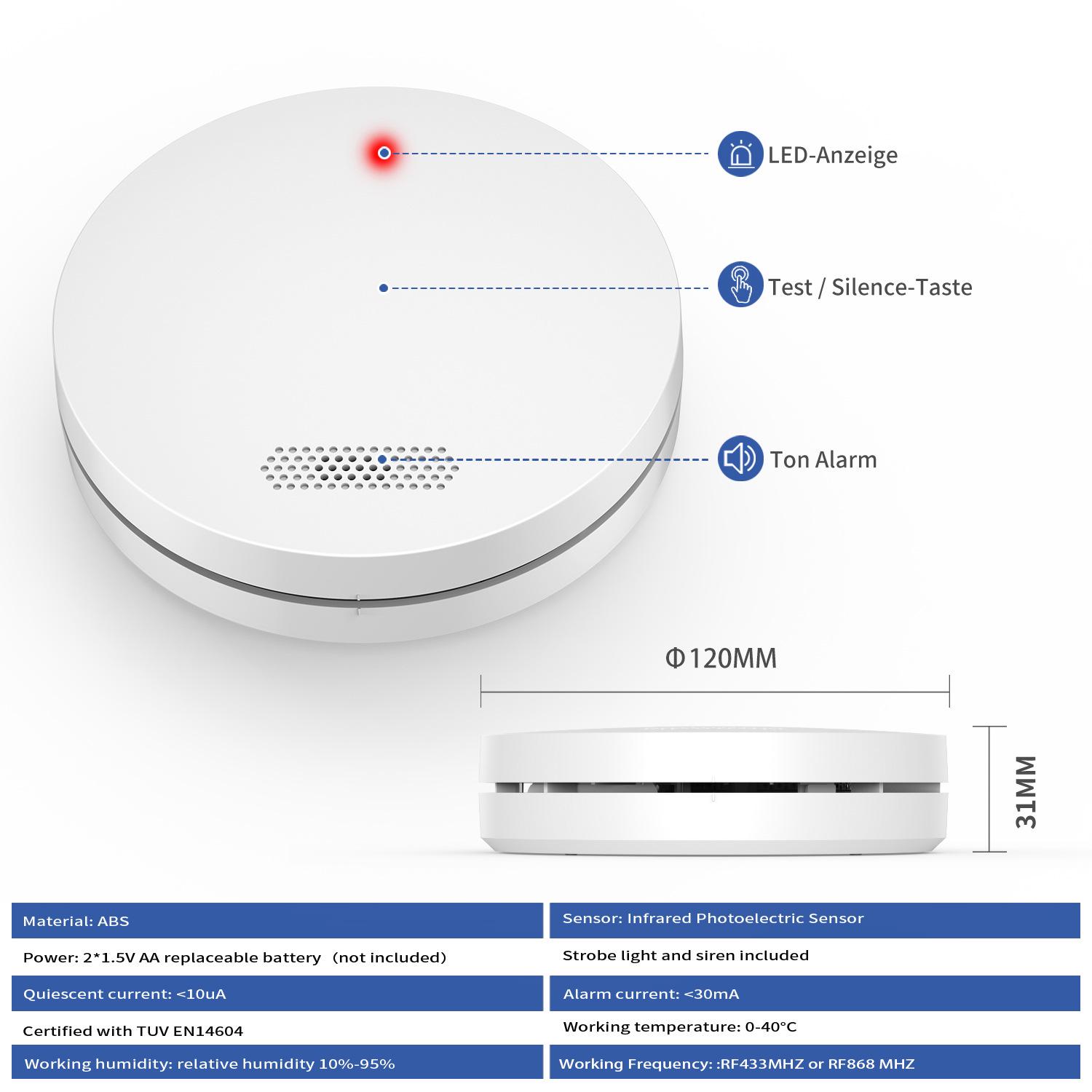 Smart WiFi Smoke and Fire Alarm Detector with Sound and Light Alerts WiFi Smoke Sensor