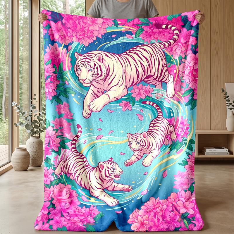 Tiger Fantasy Artwork Theme blanket Lightweight Warm Flannel Blanket Decorative Throw Blanket for Home Decoration