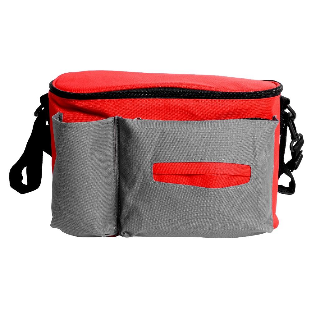 Multi function Waterproof Shoulder Bag Stroller Hanging Storage Bag (Outer Gray Inner Orange)