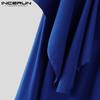 INCERUN Autumn Men High Cowl Neck Long Sleeve Ruffled Irregular Casual Tops T-shirts