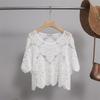 Hollow Knitwear Women's Loose Summer Crochet Cover-up - Korean Style Five-Sleeve Pullover Top