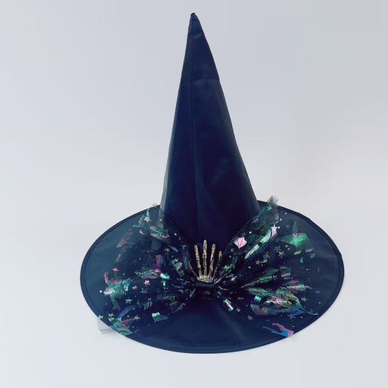 Halloween Black Witch Hat Oxford Fabric Witch Hat Party Gala Festive Pointed Witch Hat