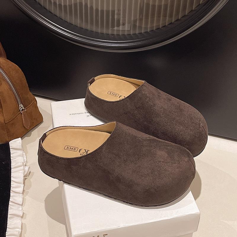 

2025 outer wear pregnant women versatile platform spring bag head half slippers women s shoes one pedal new 40 темно-коричневого кольору