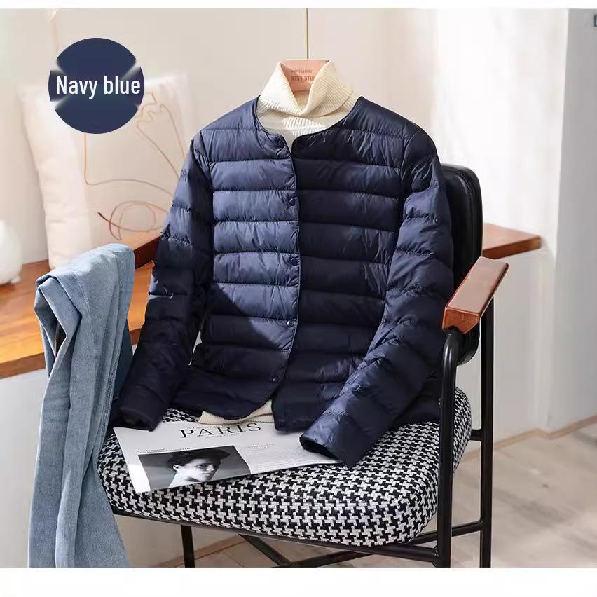 2024 Women's Slim Lightweight Down Jacket - Short, Round Neck, Warm Inner Layer, Trendy Plus Size Outerwear