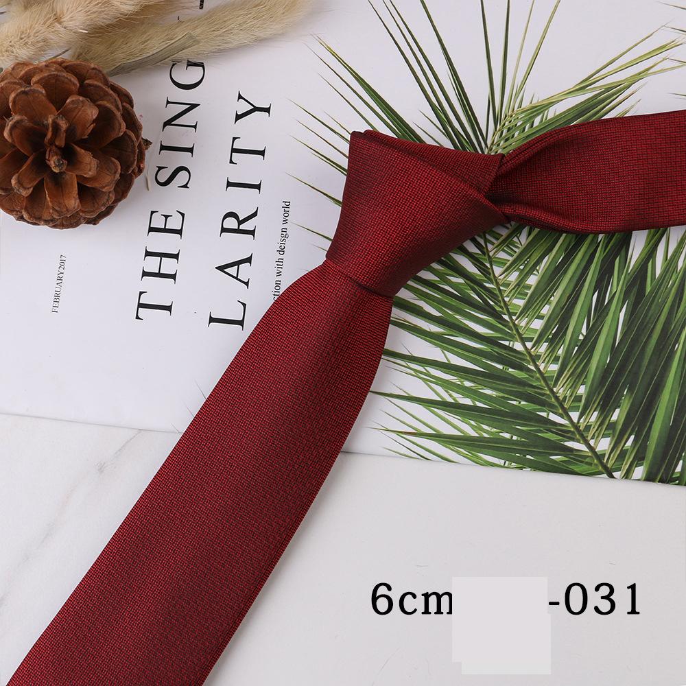 Men's Trend Business Casual Narrow 6cm Polyester Jacquard Tie Solid Color Striped Tie