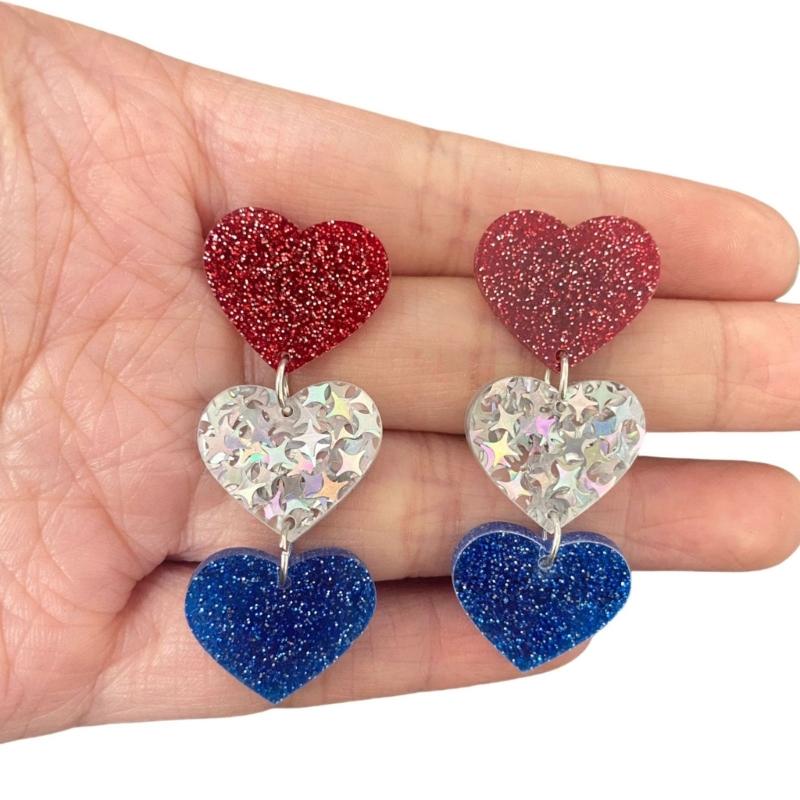 Modern Striped Heart Star Letters Earrings Comfortable Acrylic Jewelry Fashion Ear Accessories For Sensitive Ears