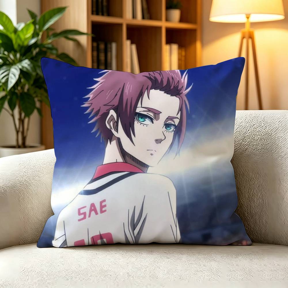 I-Itoshi Sae Blue Lock Soccer Boy Square Double-Sided printed Pillow Case Bedroom Bedside Pillow Sofa Cushion Cover