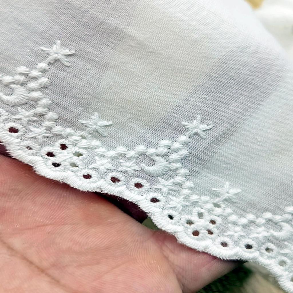3Meters/lot 11cm Wide Beige Cotton Fabric Embroidered Stars/moon Lace Handmade DIY Clothing Fabric Lace Accessories