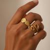 2Pcs/Set Stainless Steel Spiral Spliced Circle Rings for Women Men Irregular Hollow Opening Rings Banquet Jewelry Accessories