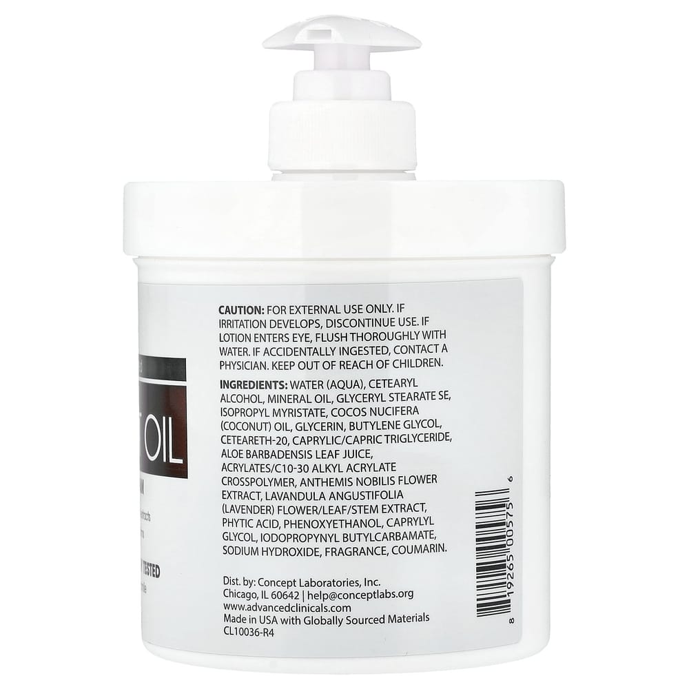 Advanced Clinicals Coconut Oil Moisturizing Cream 16oz