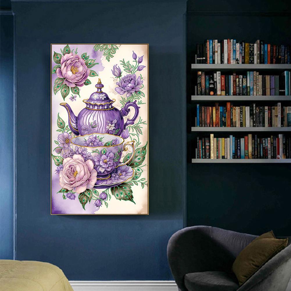 5D DIY Partial Special Shaped Drill Diamond Painting Flower Decoration for Living Room Bedroom Classroom Entrance 40x70cm