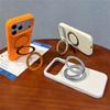 For iPhone 17 Pro Liquid Silicone Case PC Aluminium Alloy Magnetic Phone Back Cover with Kickastand Compatible with MagSafe
