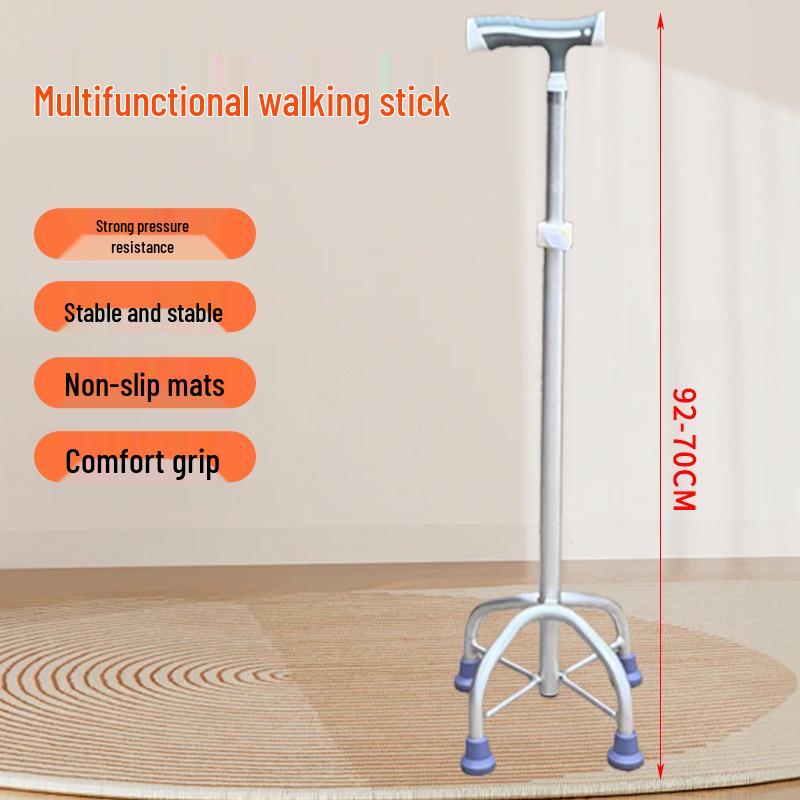 Yaşlılar için Ayarlanabilir Kaymaz Dört Ayaklı Alüminyum Baston