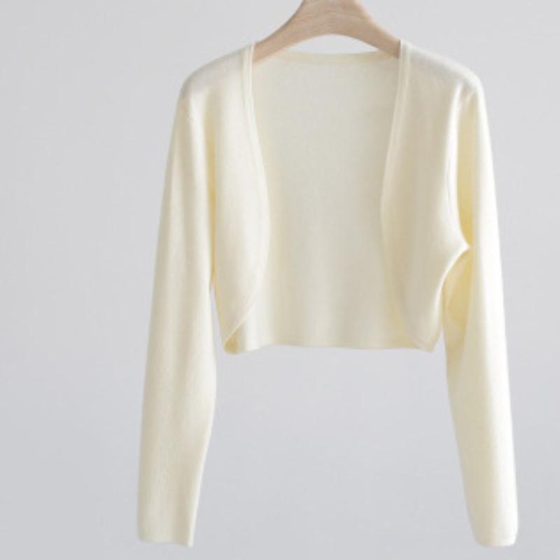 Fashion Casual Ice Silk Knitted Cardigan Jacket for Women Summer Autumn Shawl Outerwear Knitwear Tops Women Thin Loose Solid Short Cardigans 25128