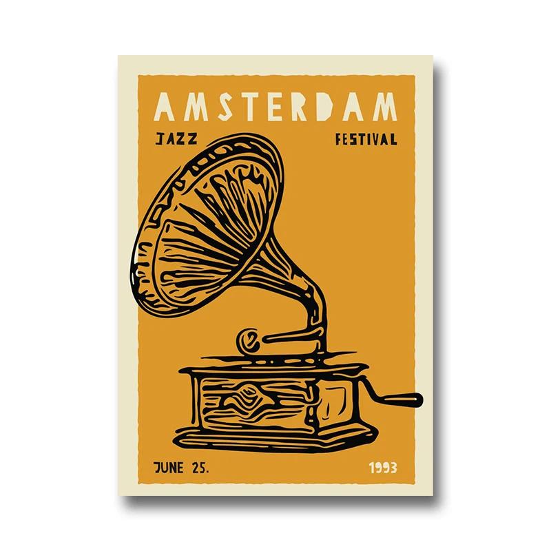 Vintage Jazz Festival Canvas Paintings Retro Jazz Club Poster and Print Wall Art Picture for Living Room Cuadros Home Decoration