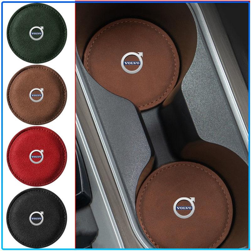 PU Leather Slot Non-slip Coaster Mat Car Cup Holder Pad For Volvo 240 C70 S40 S50 S60 S70 S80 S90 V40 V50 V60 V90 XC40 XC60 XC90 Vnl Truck