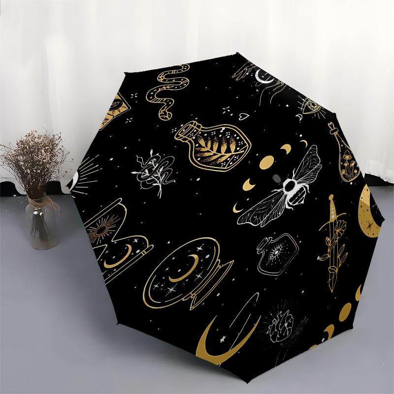1pc Astrology esotericismOpen/Close Umbrella-Windproof, Compact Travel Umbrella, Sturdy 8-Rib Shaft, Outdoor Accessory, 1042