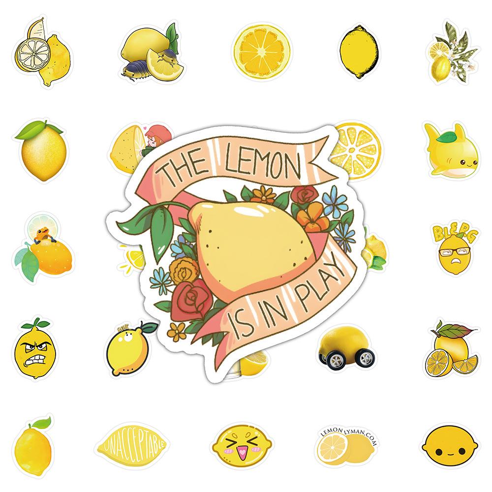 60/120 Pcs Cartoon Lemon Doodle Stickers for DIY File Holder Skateboard Suitcase Lunch Box Fridge Cabinet Decals
