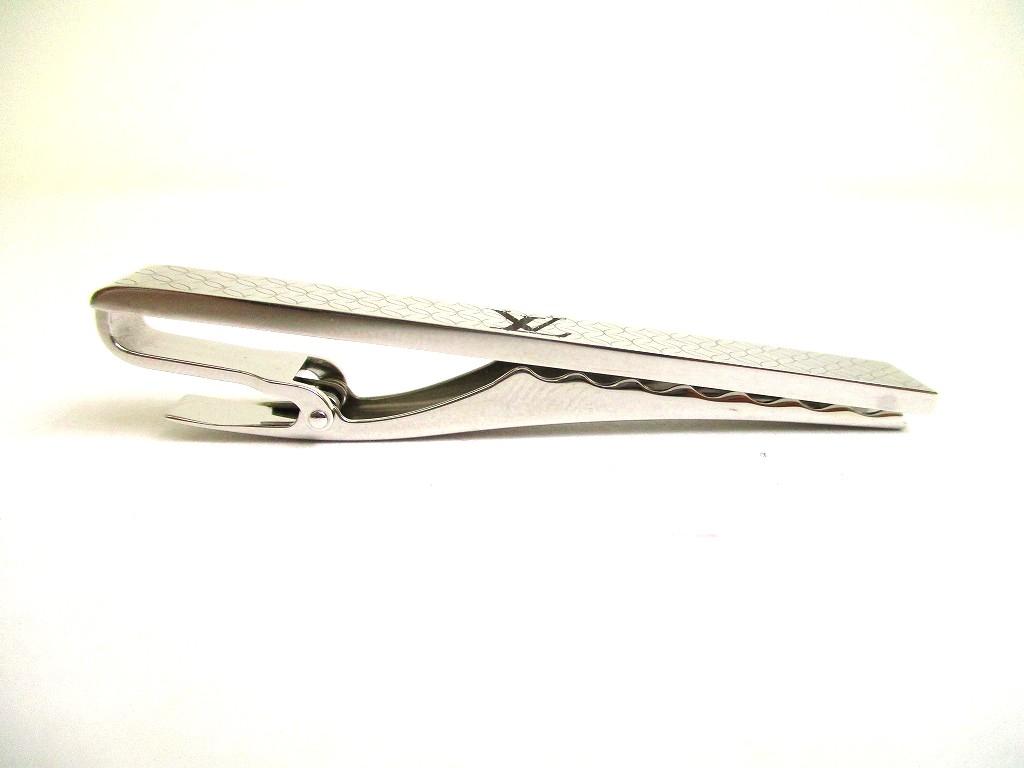Authentic LOUIS VUITTON Silver Steel Champs Elysees Tie Clips #b173 Certified - Refurbished