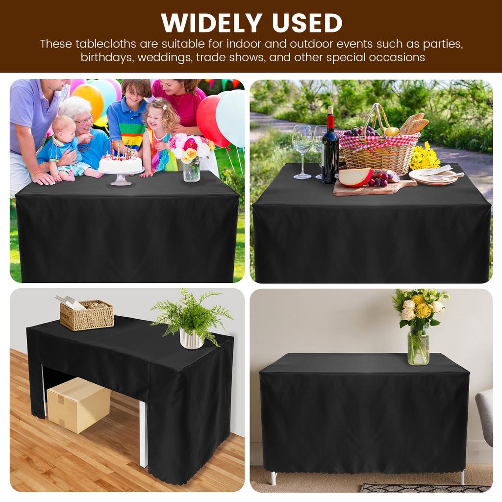 Table Cover Double Satin Open Back Fitted Table Cloth Machine Washable Square Tablecloth Decorative for Party Banquet Exhibition