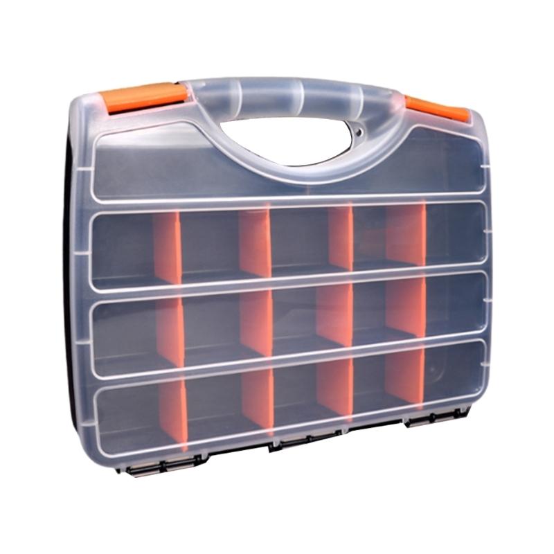 Transparent Plastic Tool Organizer Boxes Adjustable Compartments Secure Latches Ergonomic Handle for Hardware Accessories