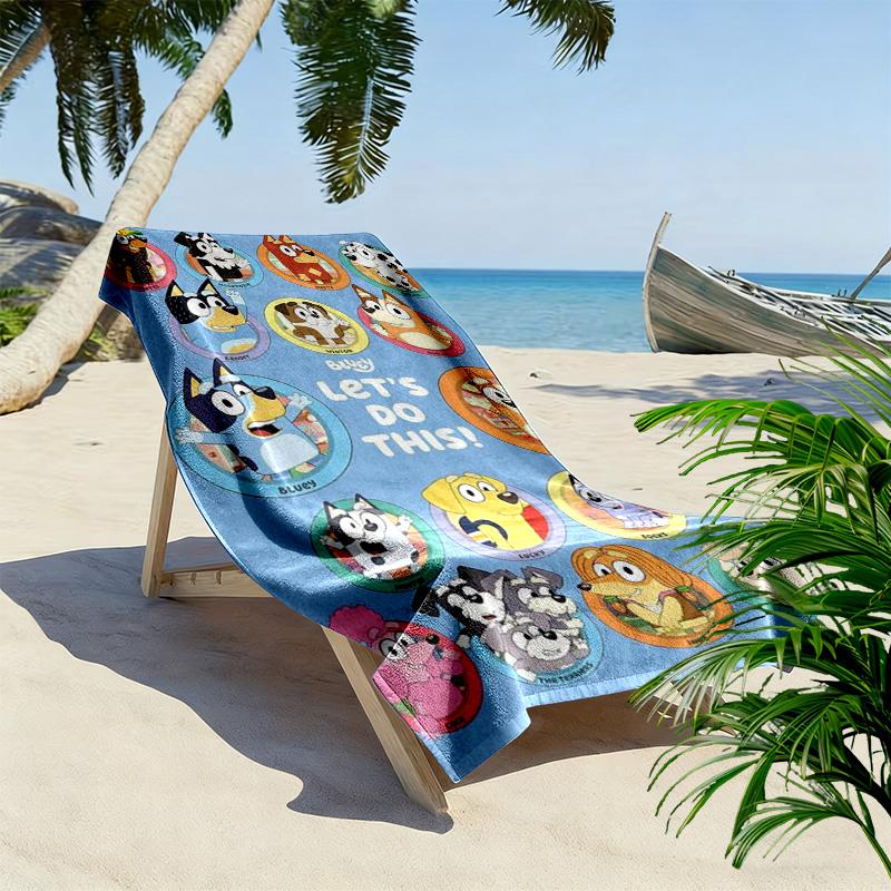 Bluey Print Beach Towel, Large Soft Quick Dry Towel for Beach Camping Swimming