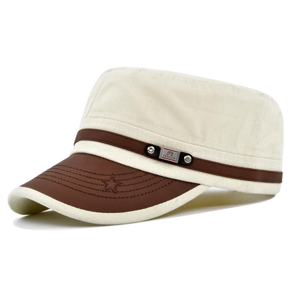 Men's Duck Tongue Cap With Five-pointed Star Embroidery Adjustable Size Cotton Material Summer Sun Hat
