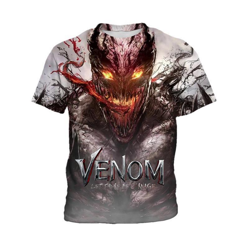 Venom 3D printed T-shirt for men in summer new Marvel movie peripheral 3D printed loose short sleeved top S