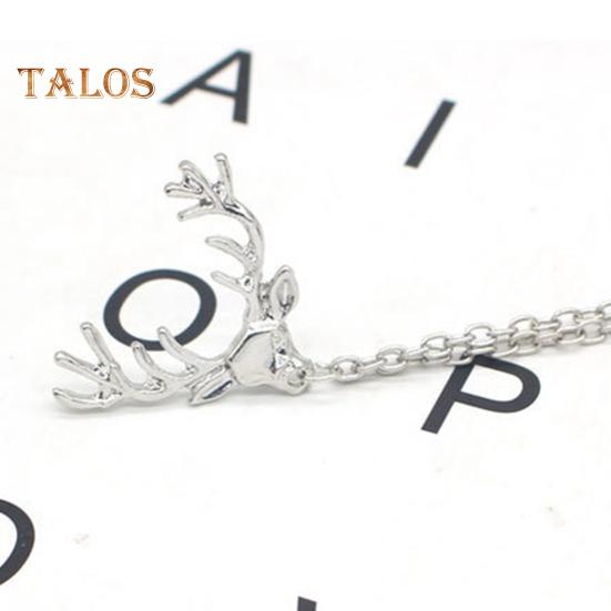 Men Lapel Pin Antler Decor Double Chains Anti-slip Dress-up Polished Suit Coat Collar Pin Coat Brooch Adult Clothes Hats Bags Jewelry