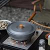 Light Weight Nonstick Frying Pan Wood Handle Wok Cookware Portable Camping Picnic Pot Aluminum Alloys Frying Pan