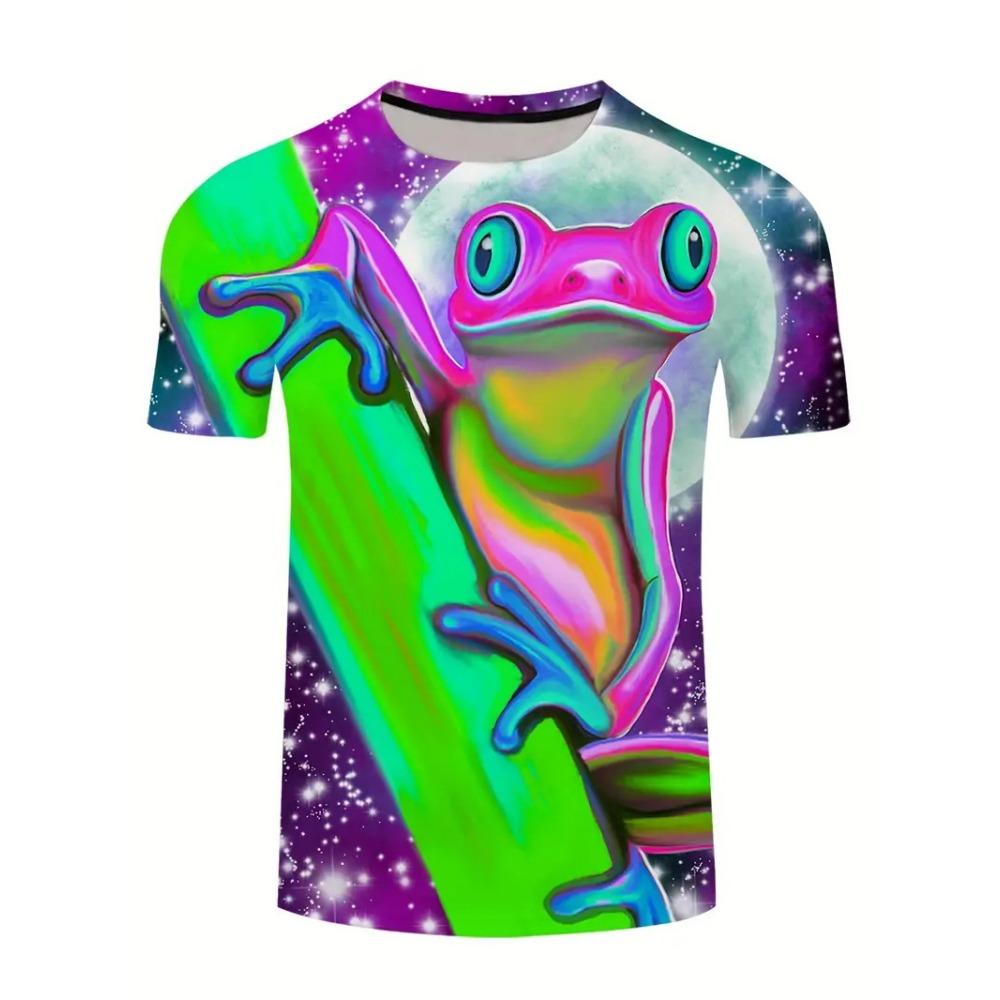 Harajuku Style Frog Pattern 3D Printed Men's T-shirt Summer Casual Short Sleeve T-shirt Kids Daily Streetwear Men's Y2k Clothes