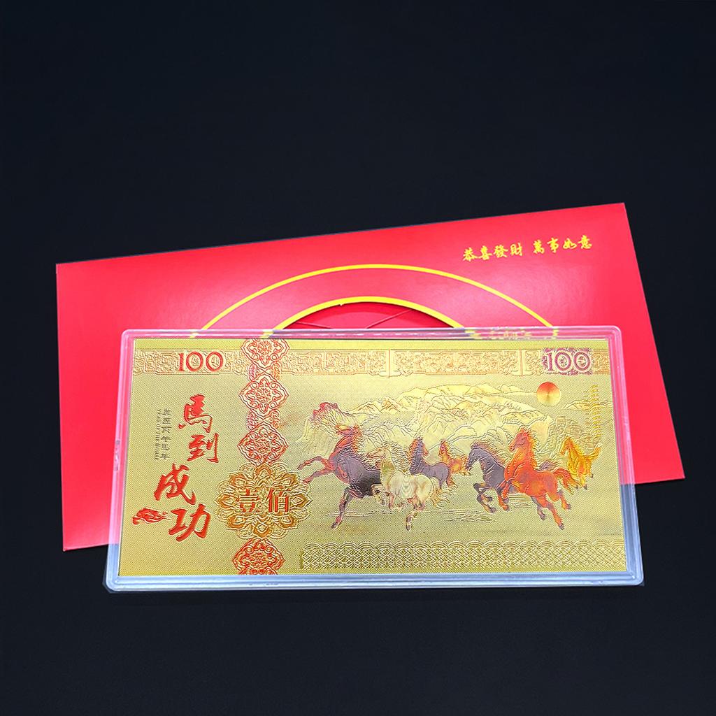 2026 Year of Horse Souvenir Card Blessing Chinese Lunar New Year Souvenir with Clear Case Red Packet for Gift Craft
