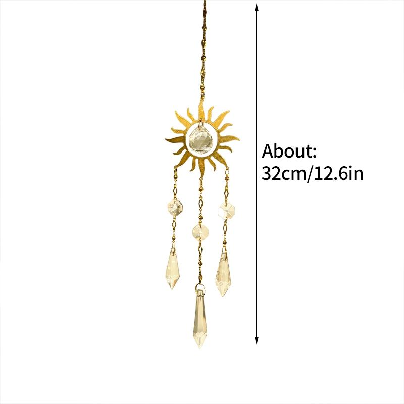Crystal Wind Chimes Hanging Suncatcher Moon Catcher Pendants Sun-Shaped Hanging Rainbow Chaser Indoor Wall Garden Decoration
