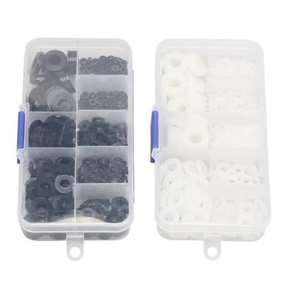 210/350/500pcs Multi-Size Nylon Washers Black White Gasket Ring Kit  Electronic Repair