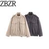 Za Autumn and Winter New Arrivals Women's Clothing Zr European and American Style Fashionable Versatile Lapel Long-Sleeve Suede Loose Jacket Coat