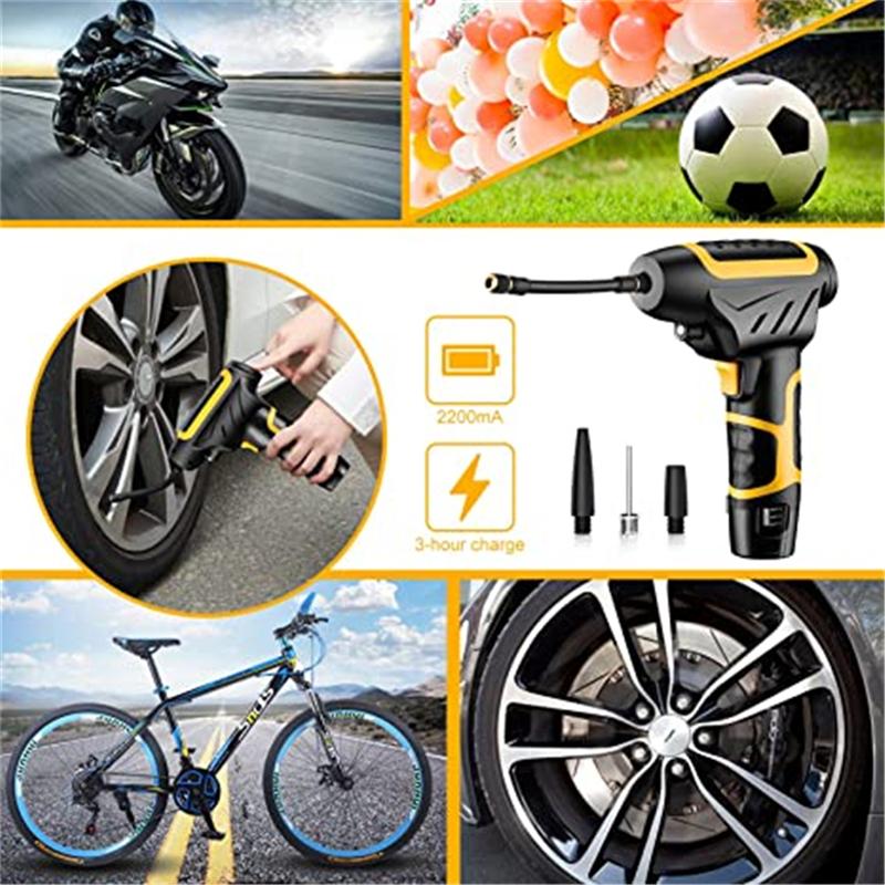 120W Wireless Car Air Pump Handheld USB Air Compressor Pneumatic Tire Inflator With Digital Display With LED Car Pressure Gauge