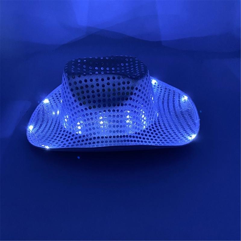 Sparkly Glowing Cowboy Hats Glinting Sequins Panama Hat for Party Halloween